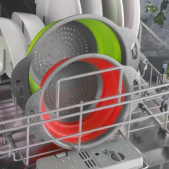 SnelShoppen - Set van 3 Vouwbare Keukenzeefjes - Multifunctionele Pasta- en Groentezeef - Hoogwaardige Silicone en PP Materialen - Ruimtebesparend - 3 van Snelshoppen — afbeelding 2