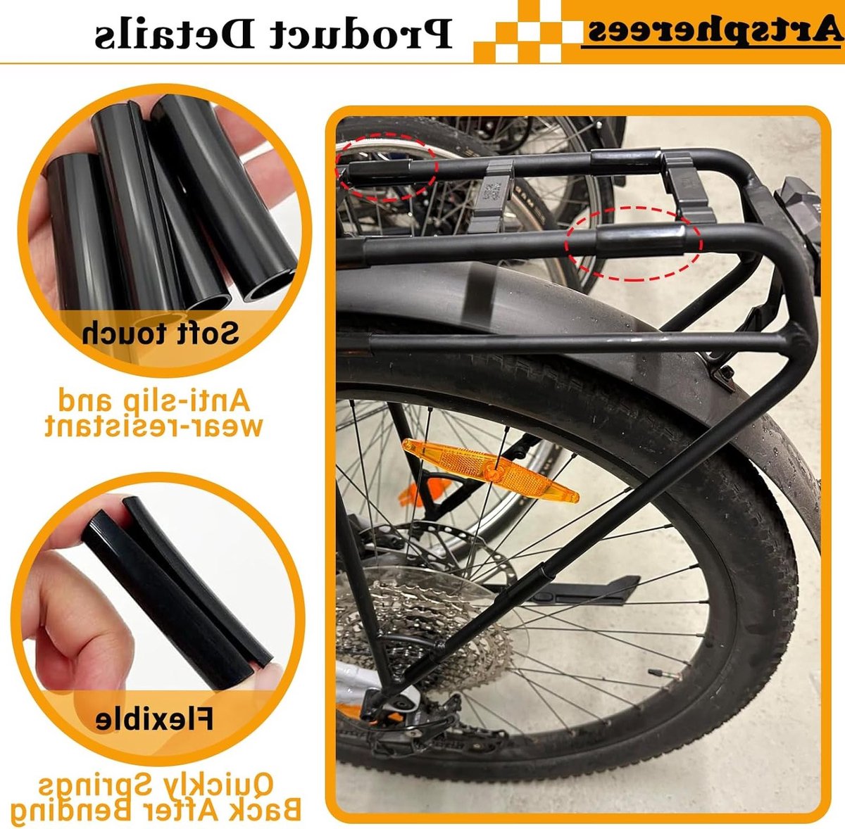 Set van 20 Beschermingsset voor Fietstassen en Fietsframe om Schade aan Lak te Voorkomen, Geschikt voor Bagagedragers en Fietsaccessoires met een Diameter van 10 mm
