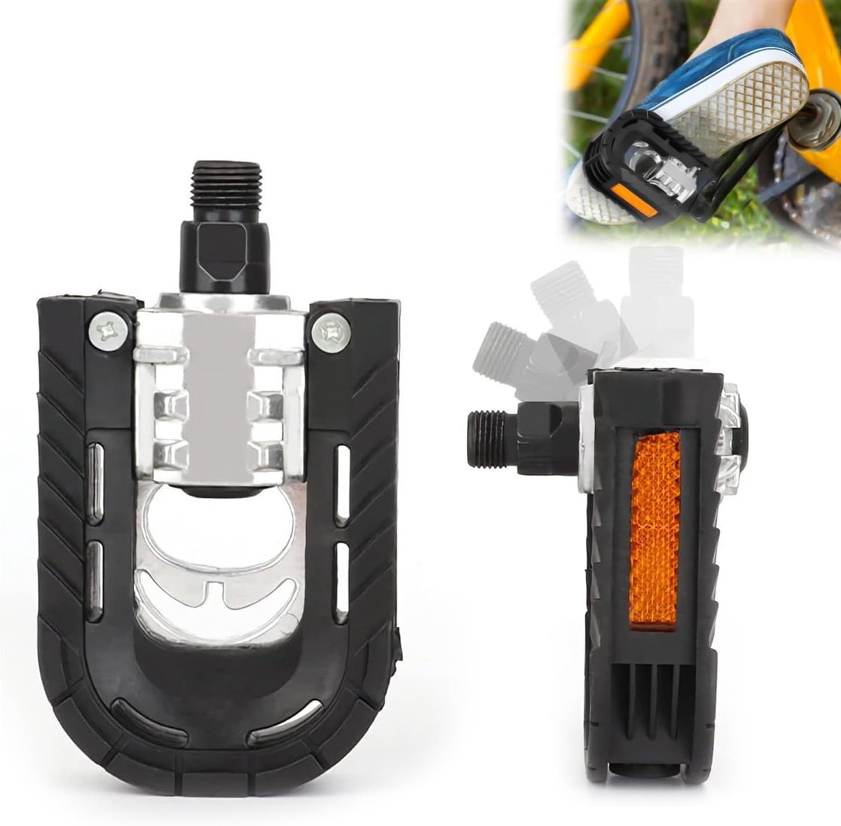 SnelShoppen - Fietspedalen Aluminium Vouwpedalen met Reflectors en Antiroest, Antislip Rubber voor Stads- en Trekkingfietsen, MTB Vouwfiets