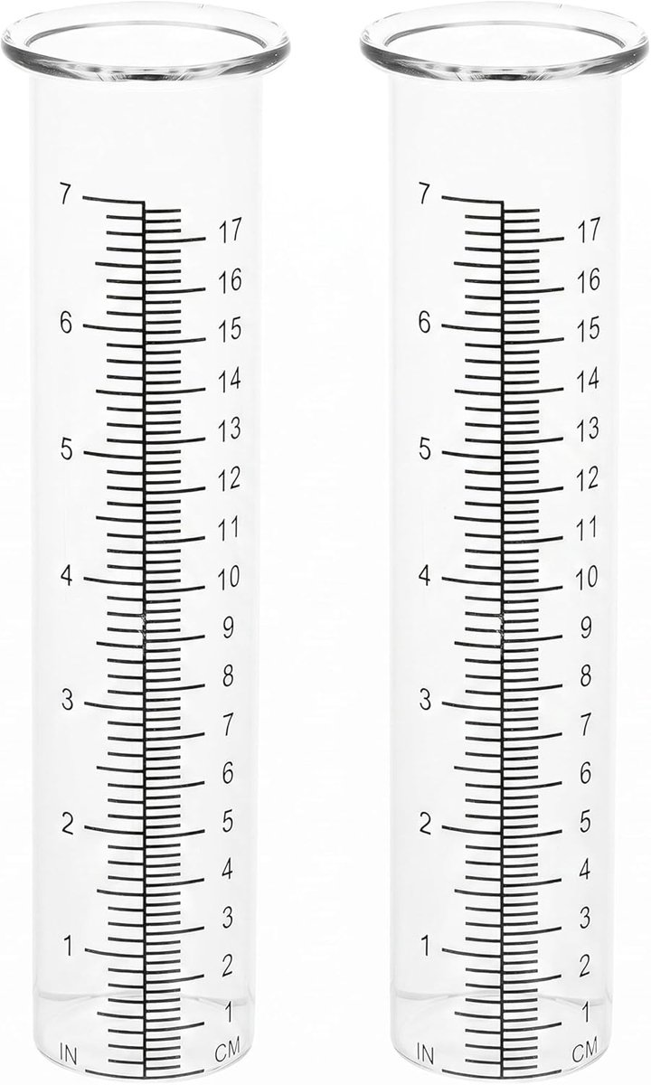 SnelShoppen - 2 Pcs Regenmeter Glas - Outdoor Regen Gauge Cylinder - Tuin, Courtyard, Home - Hoogwaardig Glas - Meet en Verzamel Regenwater