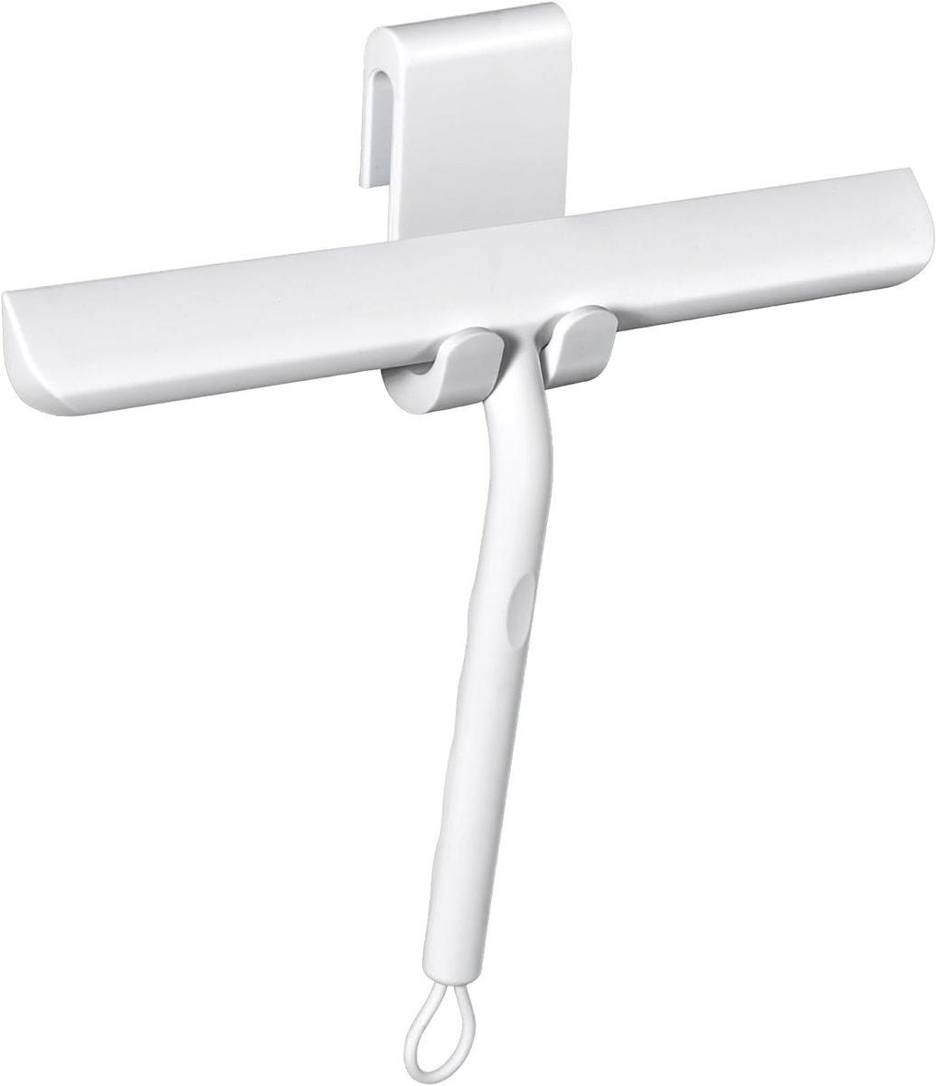SnelShoppen - Oderra Douche Waterafstotende Wiper, Siliconen 21 cm, Wit, Met Haakjes, Streeploos voor Doucheglas, Douchecabines en Spiegels