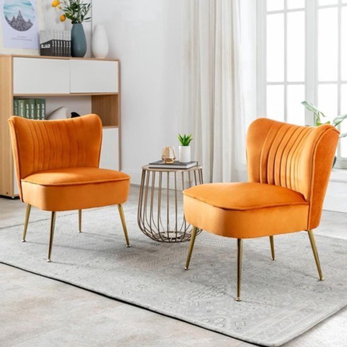Fluwelen Tub Stoel – Velours Fauteuil – Accentstoel – Lounge Stoel – Woonkamer Stoel – Set