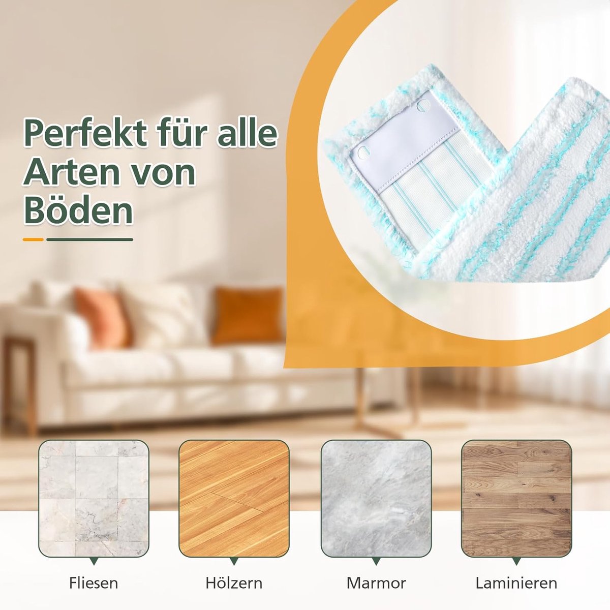 SnelShoppen - Set van 3 Vervangende Mophoezen voor Profi XL Micro Duo en Cotton Plus Vloermop - Microvezel, Geschikt voor Diverse Modellen, Ideaal voo