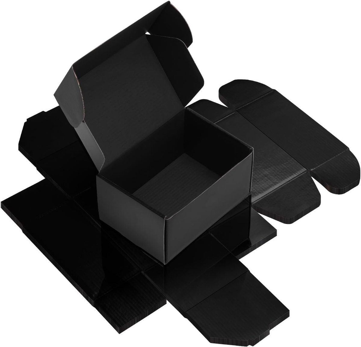 SnelShoppen - 6x4x3 Verzenddozen 6-Pack, 15.2x10.2x7.5cm Zwarte Golfkartonnen Dozen, Verzendbox voor Kleine Bedrijven en Cadeaus