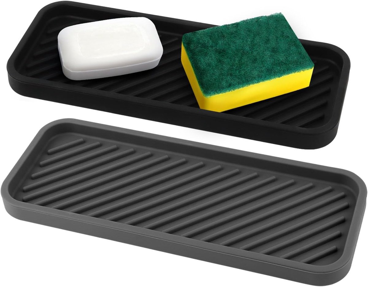 SnelShoppen - Silicone Afwasborstelhouder en Zeep Dish, Keuken Organizer, Flexibel en Duurzaam, Vaatwasmachine Bestendig, Multifunctionele Afvoermat v