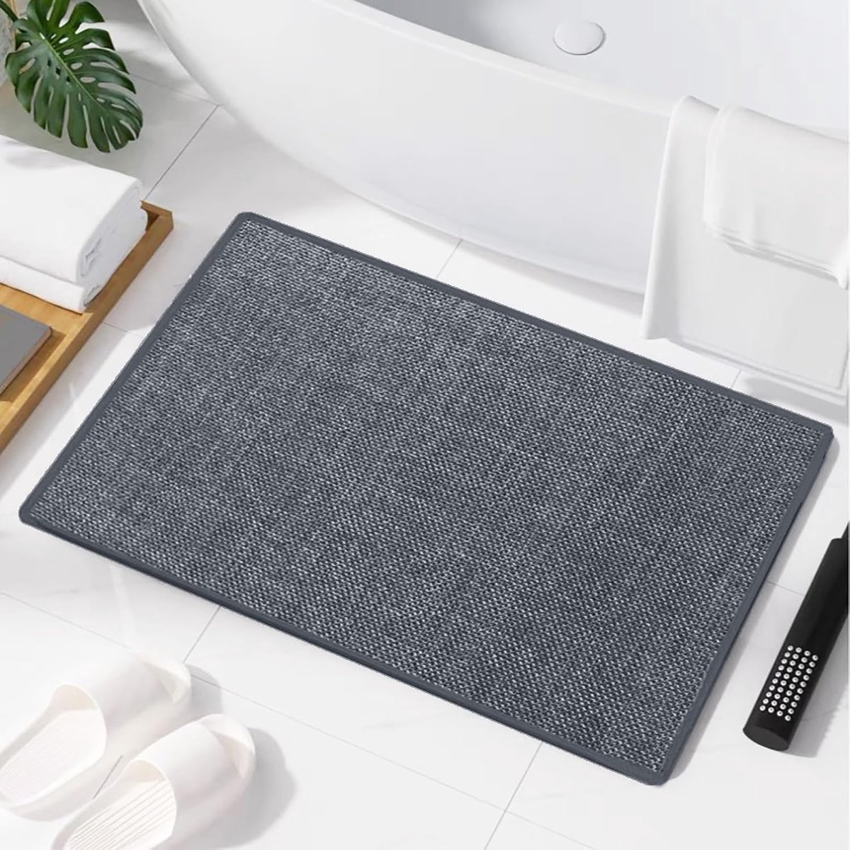 SnelShoppen - Ultra Dunne Badmat 50x80cm, Antislip, Super Absorberend, Sneldrogend, Comfortabel, Geschikt voor Onder Douche en Bad, Donkergrijs