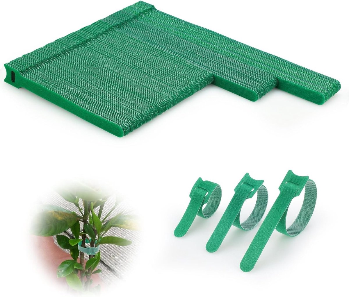 Herbruikbare Tuinbinders - 150 Stuks, Klittenband Tuinbinders voor Klimplanten, Tomatensteun, Flexibel en Zacht, 1.2 cm Breed, Lengtes van 15, 20 en 25 cm