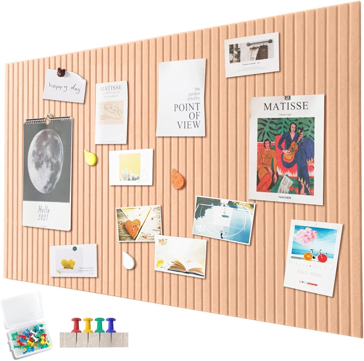 SnelShoppen - Large Felt Pin Board 120 x 90 cm - Zelfklevend Gevoeld Memo Bord in Licht Oranje - Decoratieve Wanddecoratie voor Kantoor, Keuken en Thu