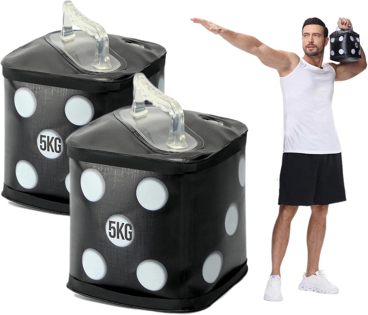 SnelShoppen - Draagbare Watergevulde Dumbbells Set 10kg - Vouwbare en Verstelbare Fitness Dumbbells - Ideaal voor Thuis, Reizen en Core Training