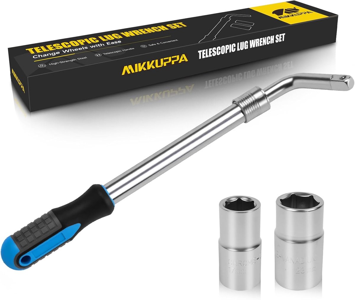 SnelShoppen - Telescopische Kruissleutel Set - 17/19 mm & 21/23 mm Steeksleutel - 1/2 inch Aandrijving - Uittrekbare Wielmoersleutel met Opbergzak - I
