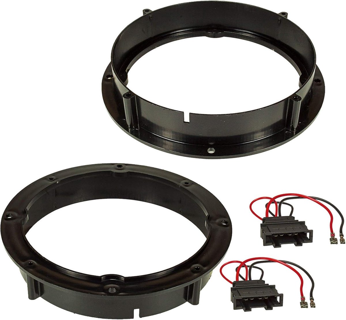 SnelShoppen - Installation Kit 165mm Speaker Adapters voor VW, Skoda, Seat - Inclusief 2x Connector Kabels - Zwart