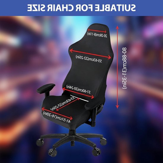 Verstelbare Gaming Stoel Cover - Wasbare Stretch Cover voor Computerstoel met Armleuningen en Rugleuning, Ideaal voor Thuis, Kantoor en Speelkamer — afbeelding 3