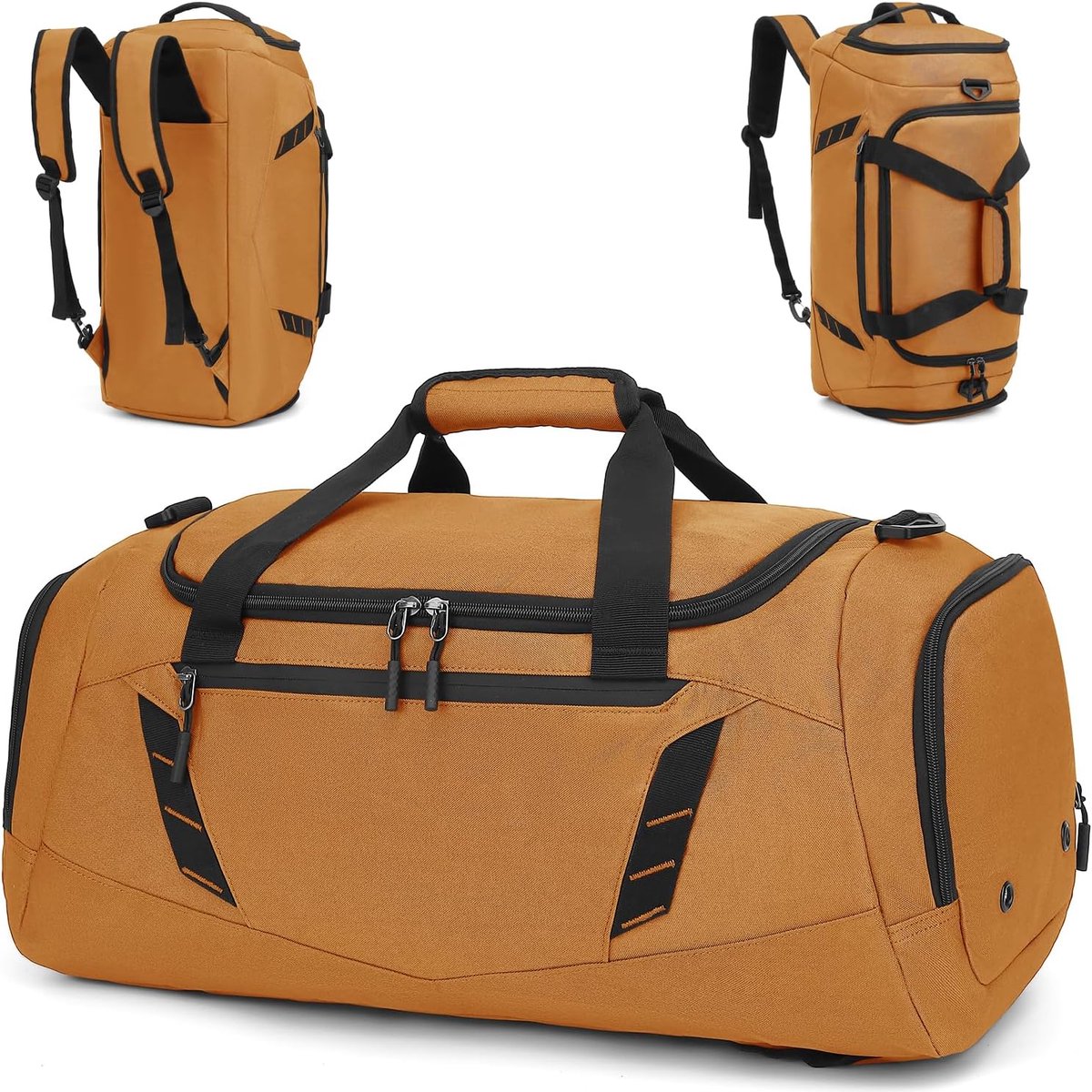 SnelShoppen - Travel Duffle Bag Backpack voor Mannen - Ruime 40L Sporttas met Schoencompartiment - Bruine Duffle Gym Bag 22in x 11in x 11in voor Reize