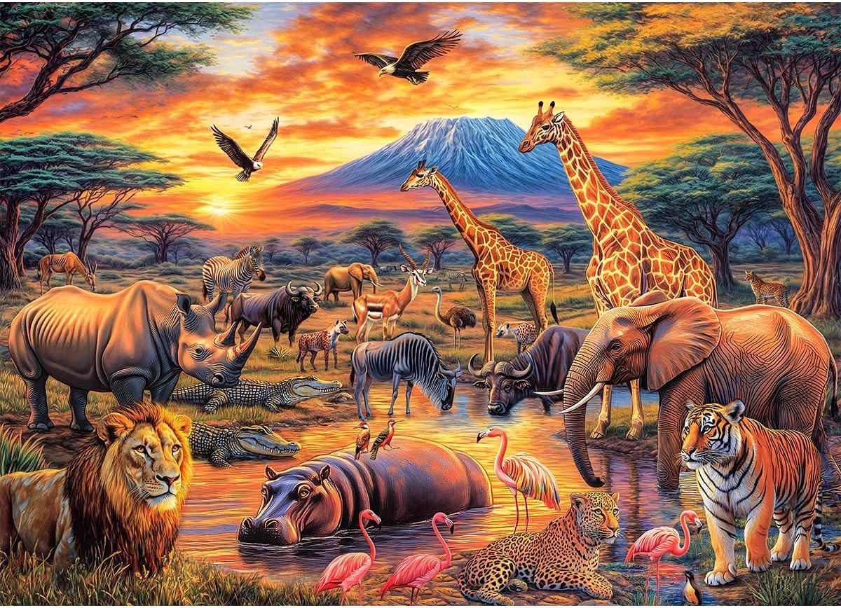 1000-delig Puzzel van Afrikaanse Dierenparadijs voor Volwassenen en Kinderen vanaf 14 Jaar - Premium Kwaliteit, Educatief en Vermakelijk Puzzelplezier
