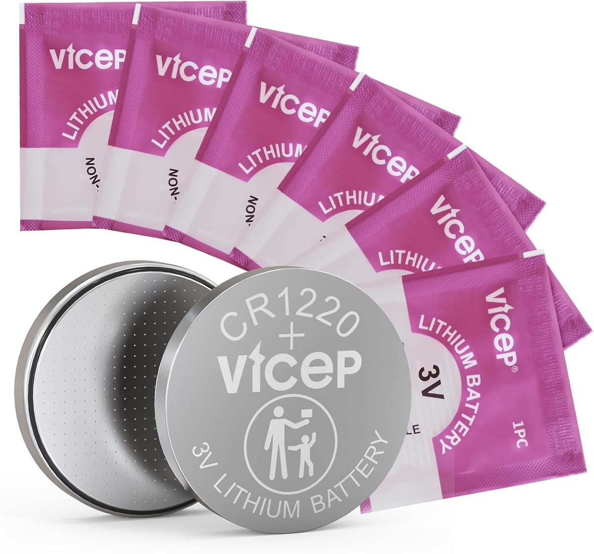 SnelShoppen - 6-pack CR1220 lithiumbatterij 3V knoopcel, ideaal voor autosleutels, afstandsbedieningen, thermohygrometers, betrouwbare energie, anti-l