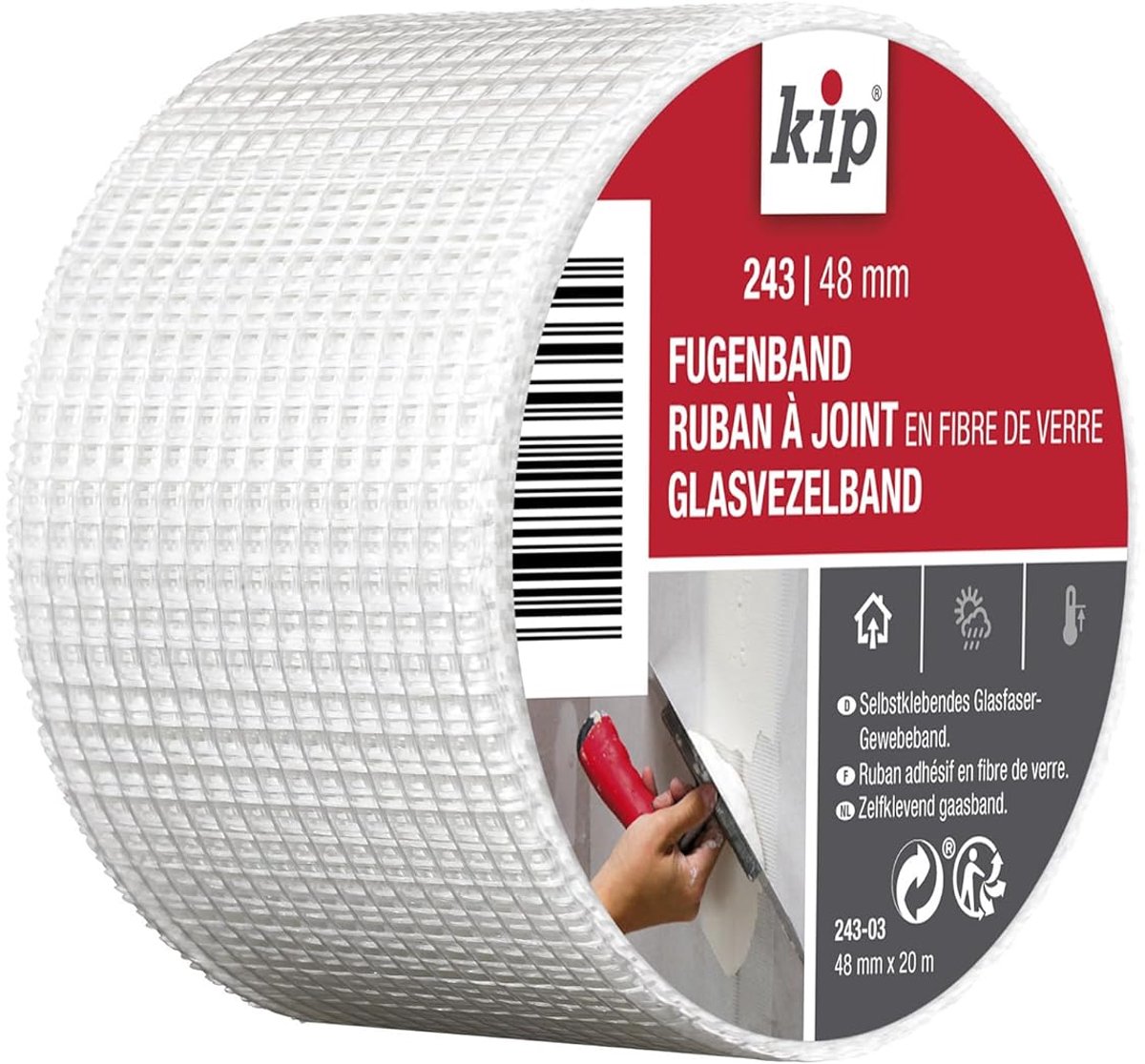 SnelShoppen - Kip Joint Tape - Permanent Fiberglass Tape 48mm x 20m - Zelfklevend, Scheurbestendig, Voor Spachtelwerk en Renovatie