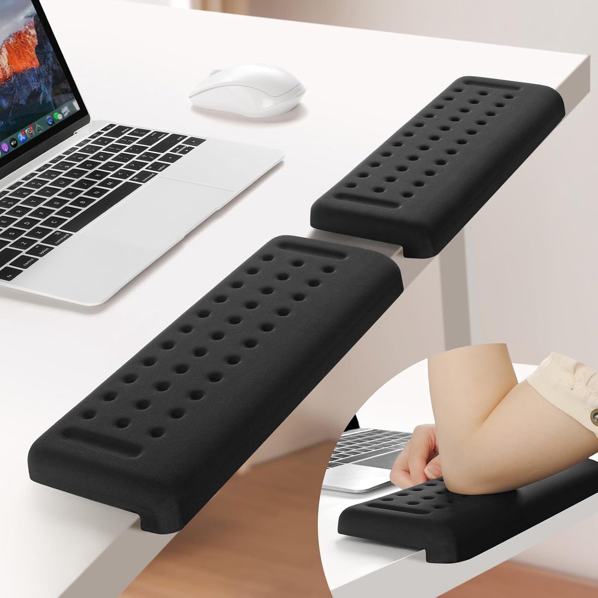 SnelShoppen - Ergonomische L-vormige Bureau Elbow Pads - 2 Pack Geheugen Foam Ellenboogsteunen - Antislip Armsteunen voor Pols, Handpalm en Onderarm -