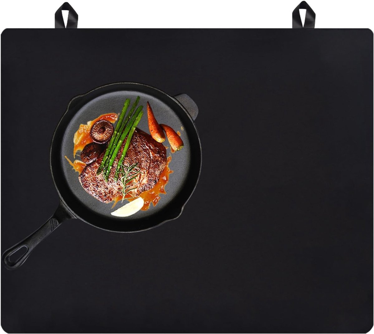Kookplaatbeschermhoes voor inductiekookplaat 61,5 x 53 cm, hittebestendige mat, silicone beschermmat met 2 haken, ideaal voor keuken en kookgerei