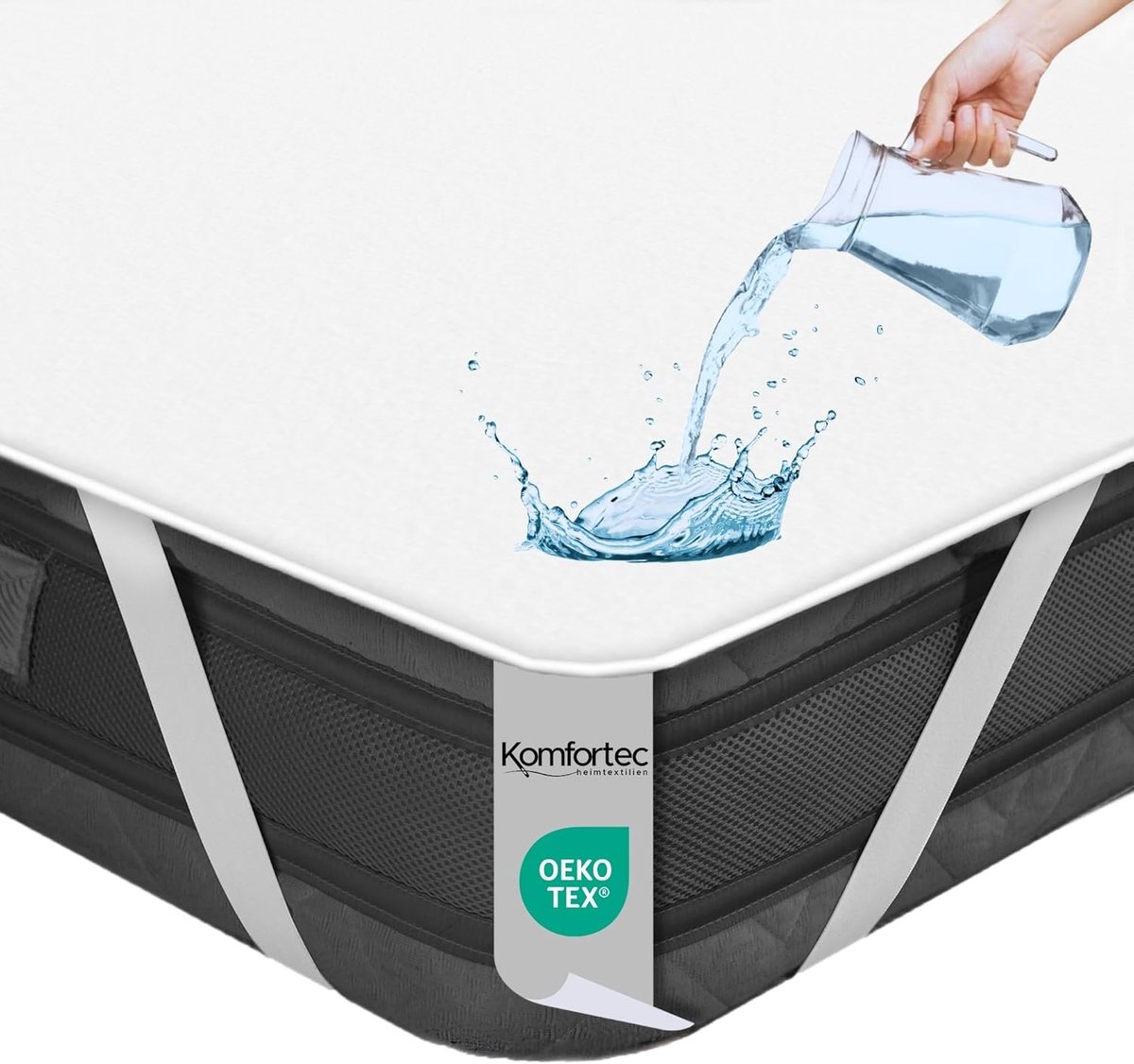 SnelShoppen - Waterproof Matrasbeschermer 200x200cm, Ademend, Zacht Microfiber, Incontinentiepad, Hygiënische Bescherming, Wit, Geen Crackling Geluid