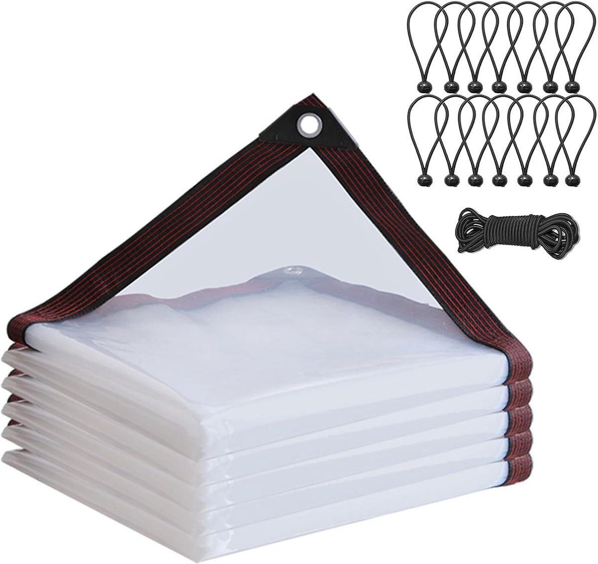 SnelShoppen - Transparante Zeil met Oogjes 2 x 3 m, Waterdicht, Windbescherming, Multifunctioneel Tuinzeil voor Balkon, Tuinmeubels, Serre, Huisdier,