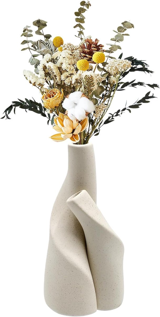 SnelShoppen - Set van 2 Keramische Vazen Scandinavian Minimalistisch Design voor Pampasgras en Drogen Bloemen - Modern Interieur Decoratie voor Woonka