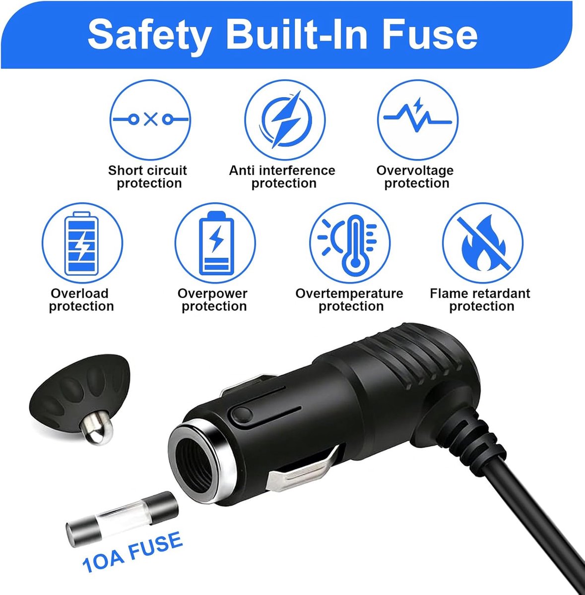 SnelShoppen - 120W Stekkerdoos voor Sigarettenaansteker, 12V/24V Autosplitter met 3 Stopcontacten, USB-C & 2 USB Snelladers, LED Schakelaar & Voltmete
