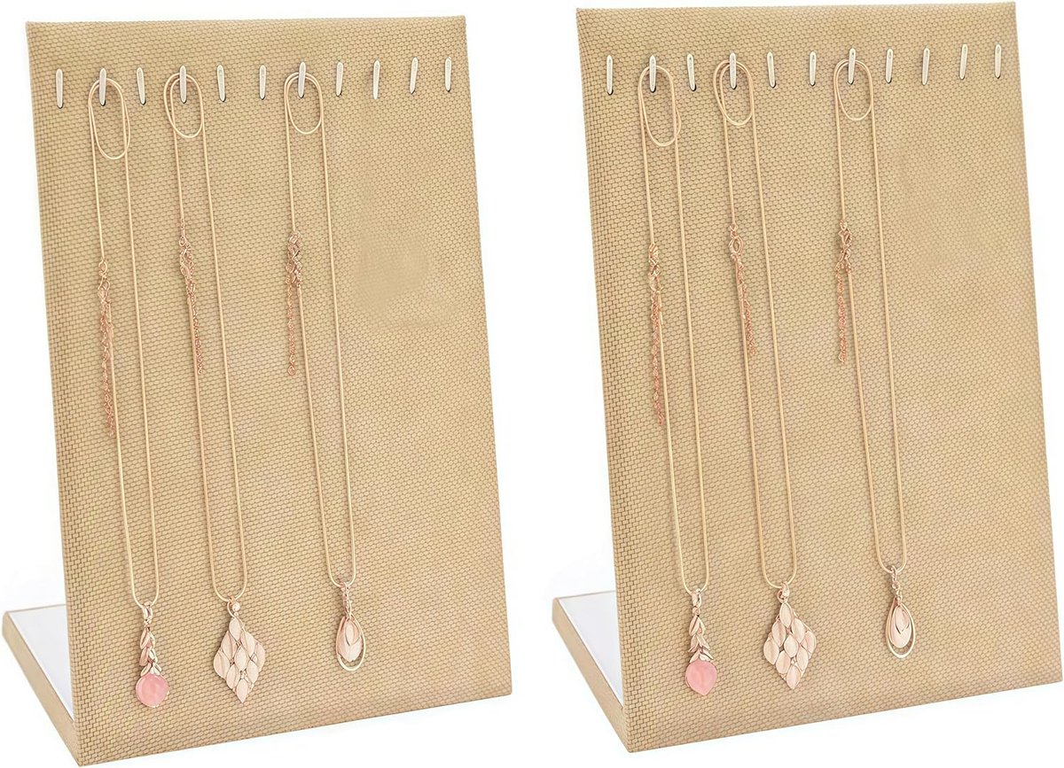 SnelShoppen - 2 Packs Sieraden Display Stand voor Halskettingen - L-vormige Elegante Tafelstandaard van Hoogwaardige Katoen en Plastic - Perfect voor
