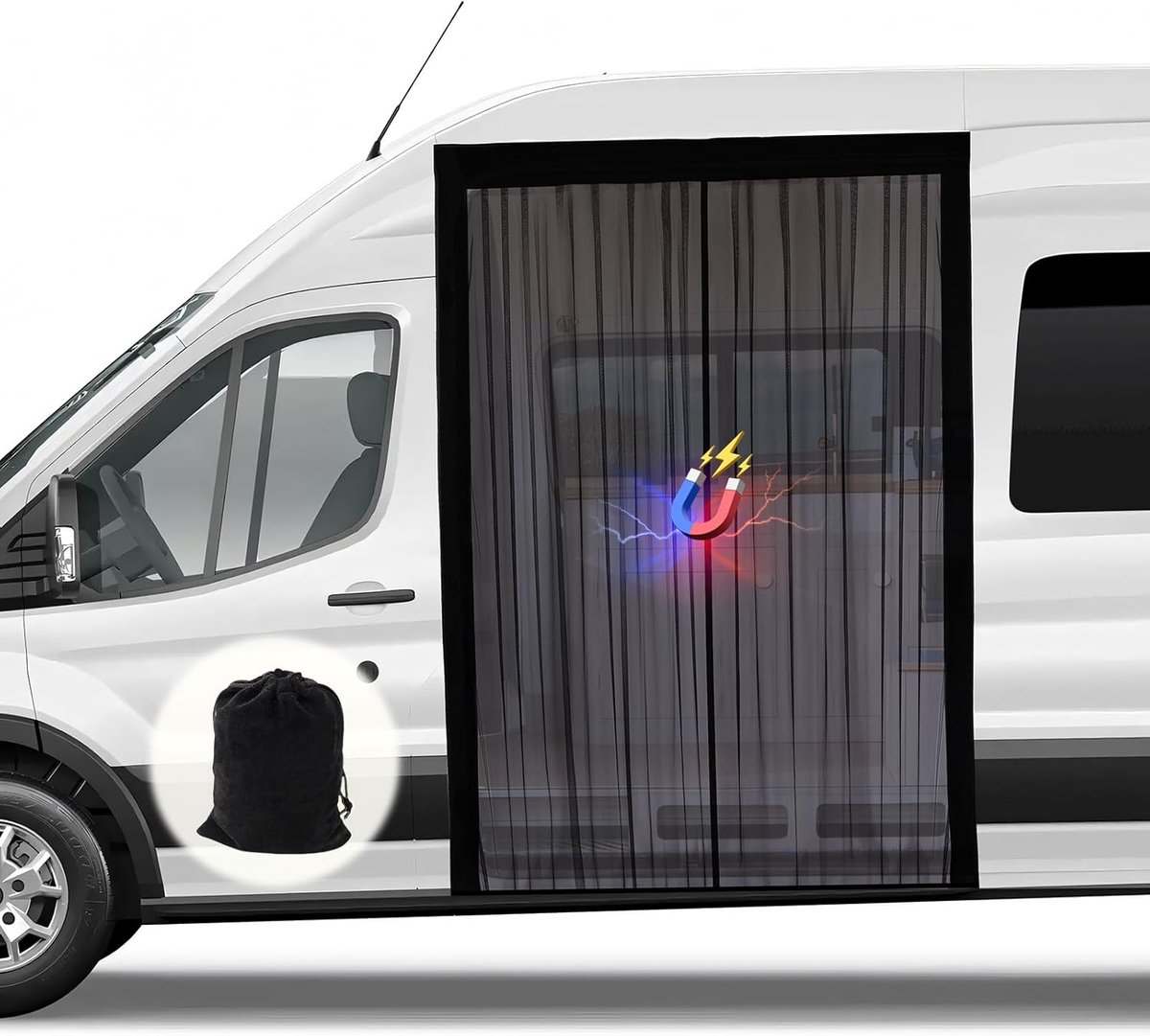 SnelShoppen - Moskitiera Van met Magnet - Insectenbescherming voor Mercedes Sprinter & Volkswagen Crafter - Ideaal voor Camping en Buitenactiviteiten