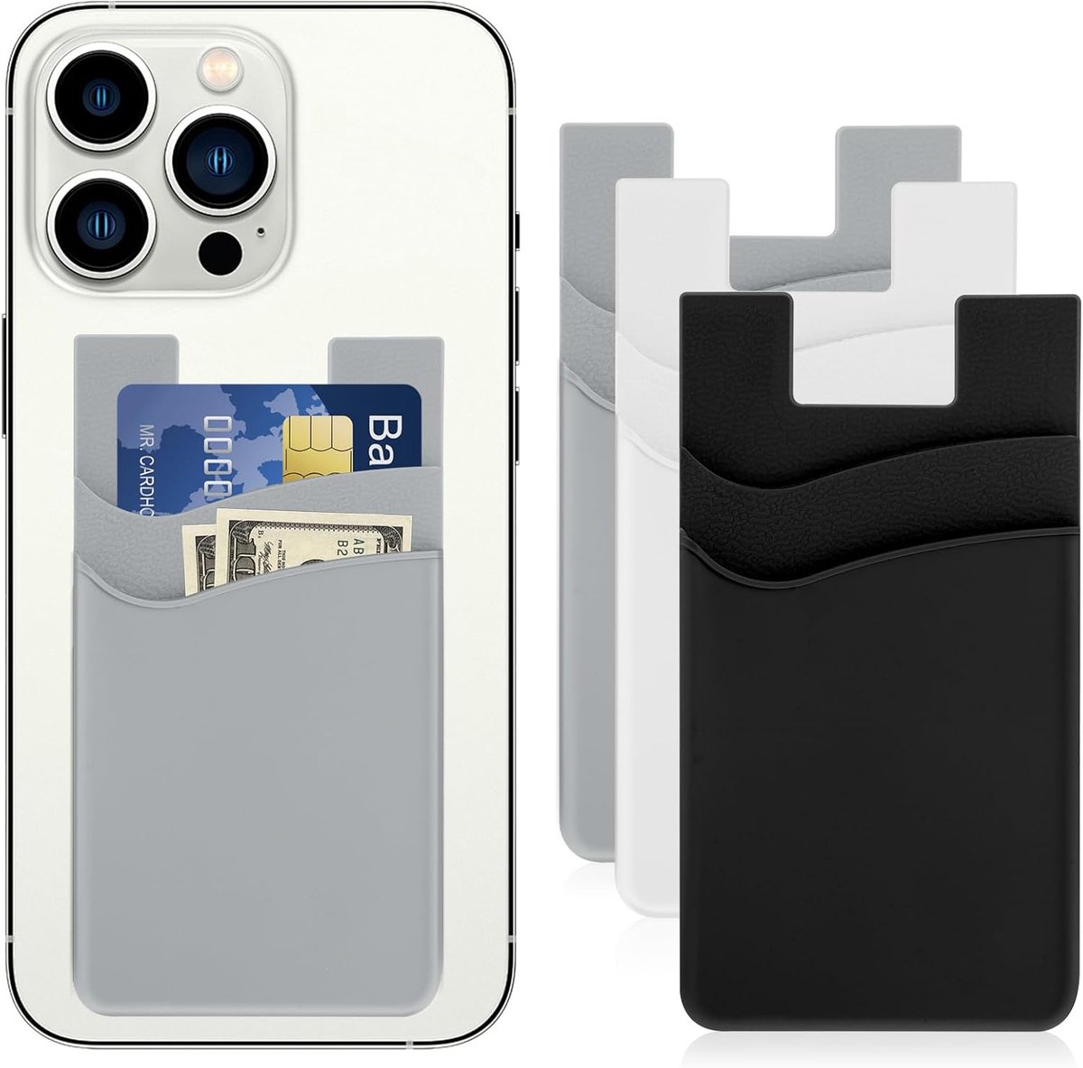 SnelShoppen - 3 Stuks Zelfklevende Telefoonhouder voor Smartphone, Universele Wallet Sleeve voor ID, Creditcards, RFID Bescherming, Ideaal voor Dageli