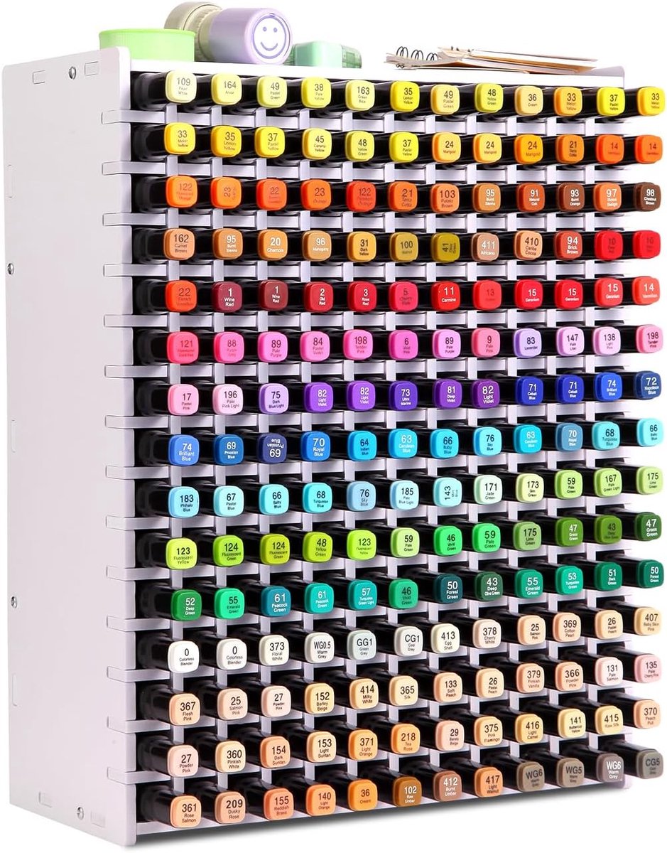 SnelShoppen - Marker Pens Organizer Desk - Pen Holder voor Kleurpotloden, Stiften, Make-up - Houten Opbergdoos met 180 Slots voor Thuis, Kantoor en Sc
