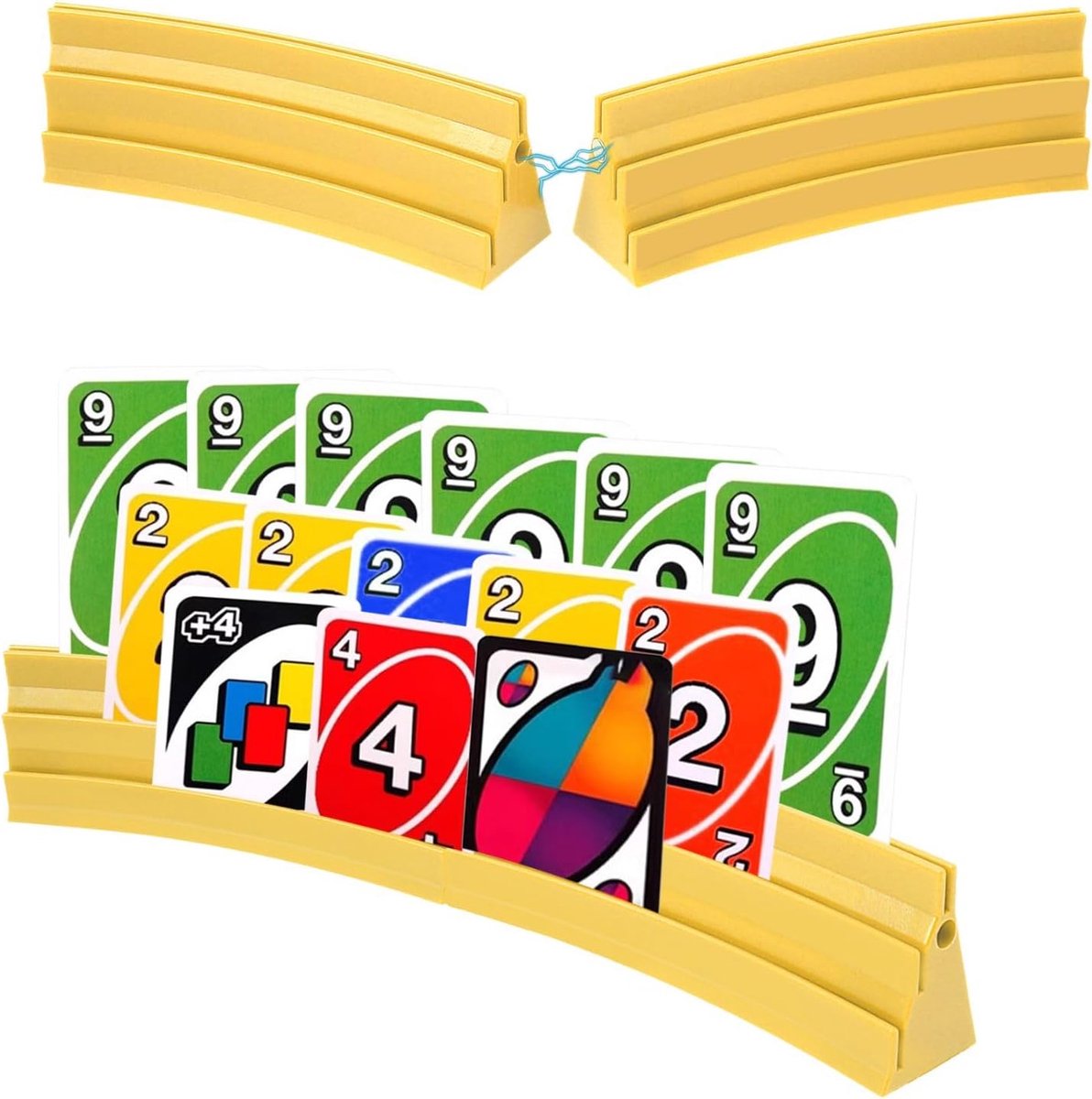 SnelShoppen - 4 Stuks Kaarthouders voor Speelkaarten met 3 Hellingen - Stapelbare Magnetische Speelkaartenhouders voor Poker UNO - Ideaal voor Feesten