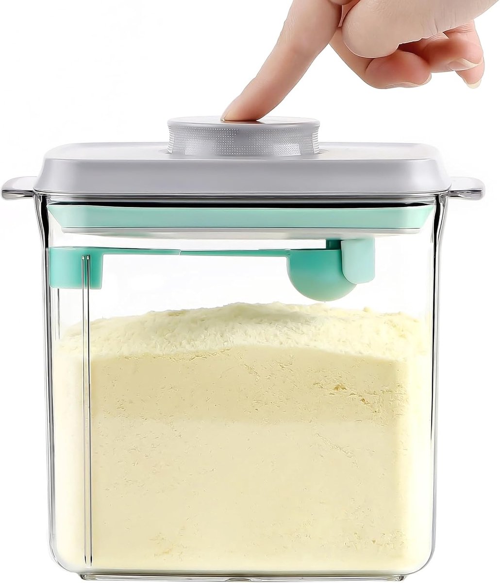 SnelShoppen - Milk Powder Storage Box 1700ml, Sealed Dispenser met Lepel, BPA-vrij, Transparant, Ideaal voor Babyvoeding, Poeder en Eten, Handig voor