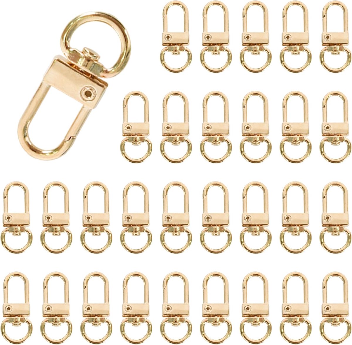 SnelShoppen - 30pcs Carabiner Hooks, Metaal Lobster Claw Clasps, Swivel Clasps, Sleutelhangers, DIY Bags, Crafts, Goud, Duurzaam, Lichtgewicht, 360° R