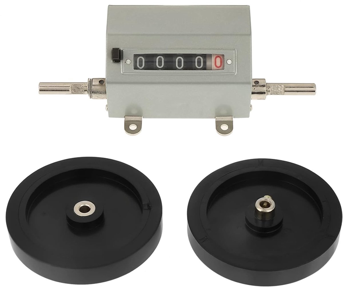 SnelShoppen - Meetlint Lengte Teller 5 Digit Rolmeter Grijs - Precisie Meetinstrument voor Tuin, Camping, Klussen, Max Snelheid 350 RPM