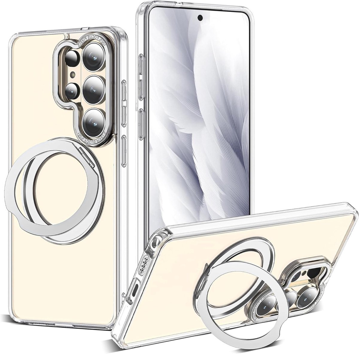 Beschermhoes met magnetische functie voor Galaxy S26 Ultra, 360° draaibaar, schok- en krasbestendig, transparant ontwerp, optimale bescherming en stijl