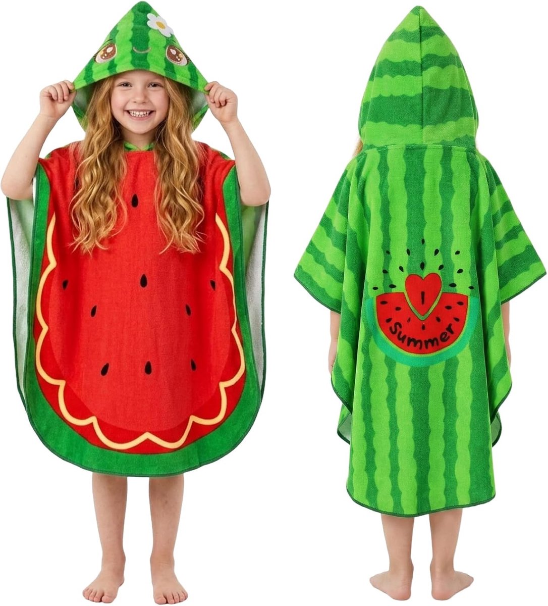 Thijox - Handdoeken met capuchon voor kinderen, kinderhanddoek poncho, 100% katoen, 75x140 cm, strandlaken voor zwembad, bad, zwemmen, meisjes jongens