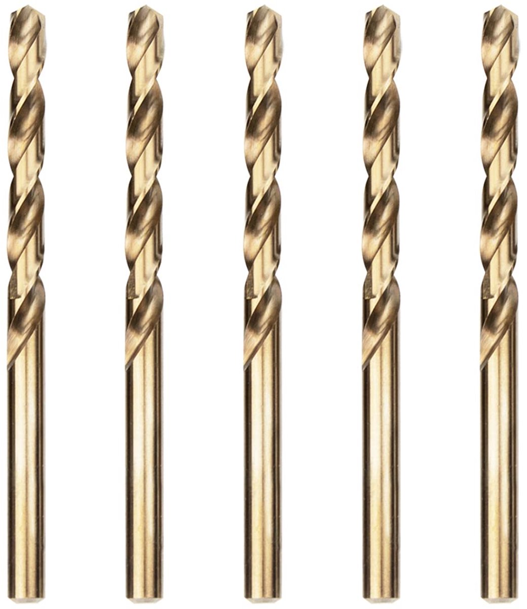 SnelShoppen - Professionele 5-delige HSS-Co 6 mm Twist Boor Set voor Metaal, RVS, Hout, Kunststof en IJzer - Snelle en Duurzame Boringen