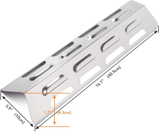 SnelShoppen - BBQ Gas Grill Onderdelen - RVS Barbecue Warmteplaten - 4 Stuks - Geschikt voor Diverse Grill Modellen - 41cm x 10cm van snelshoppen — afbeelding 3