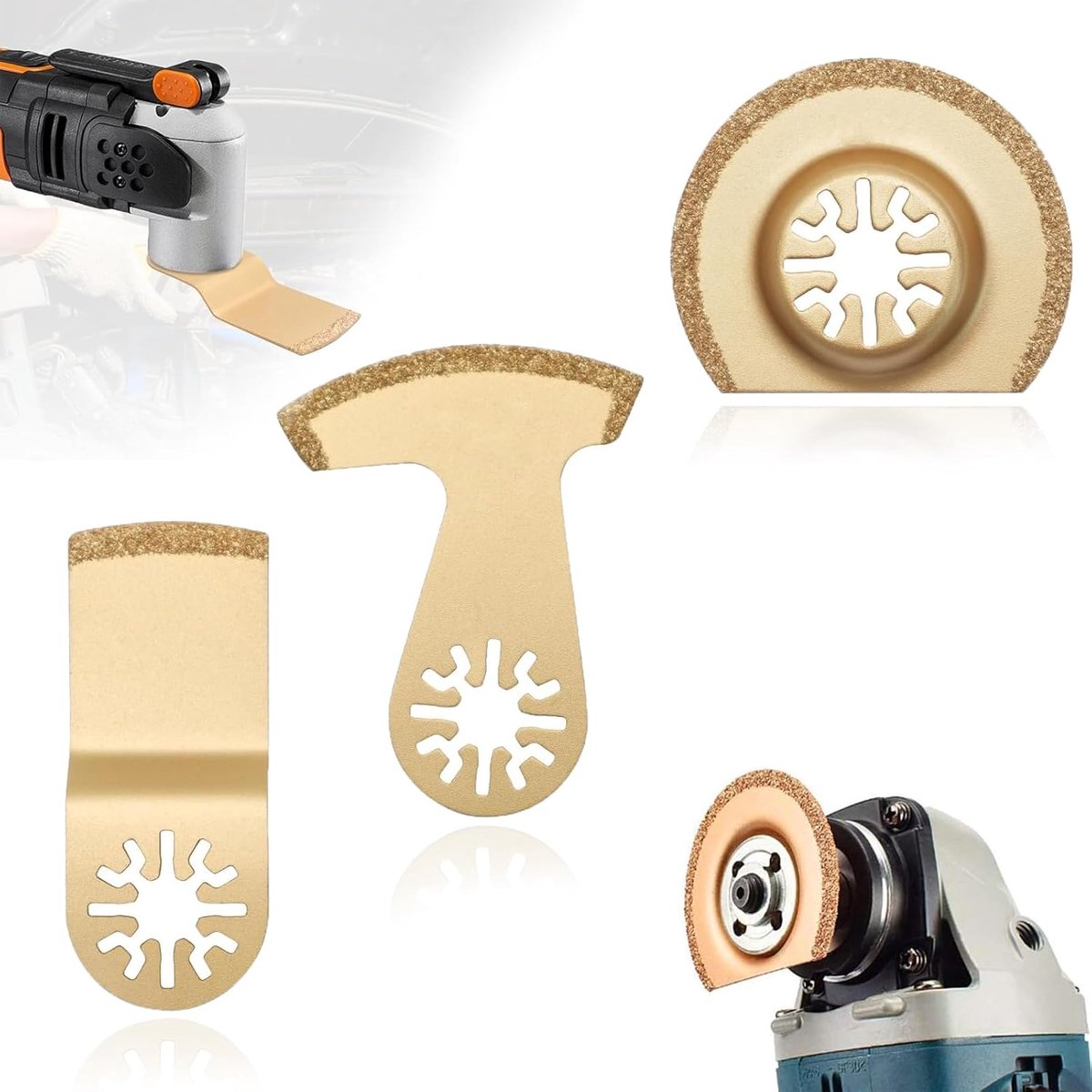 SnelShoppen - 3 Pcs Oscillerende Zaagbladen, Multitool Accessoires, Carbid Cement voor Voegenverwijdering, Reiniging, Mortel, 52mm, 79mm, 75mm