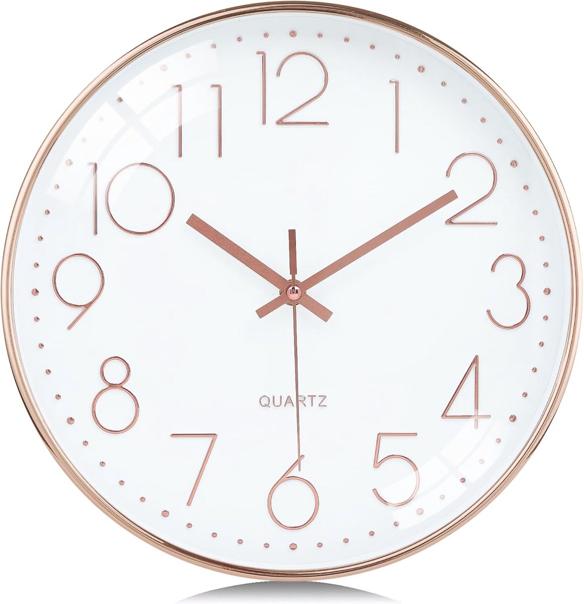 SnelShoppen - Moderne Wandklok Rose Gold 30 cm - Stille Quartz Klok met 3D Cijfers - Perfect voor Keuken, Woonkamer, Slaapkamer, Kantoor - Decoratief