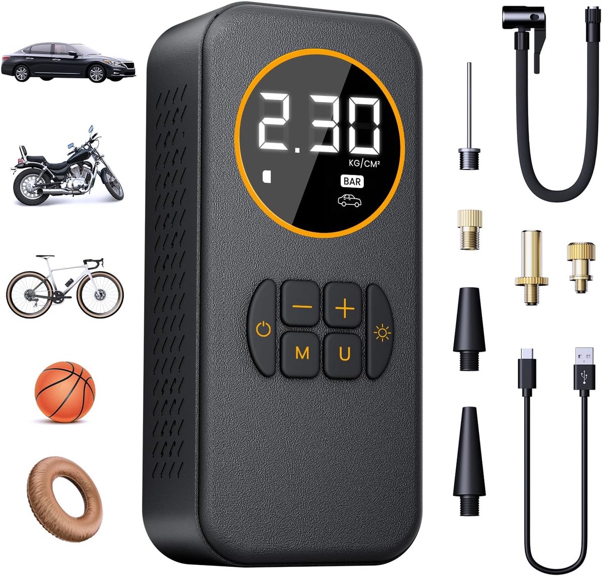 SnelShoppen - Draagbare Luchtcompressor, Mini Compressor voor Auto, Fiets en Camping, Compact Ontwerp met Opbergtas, Ideaal voor Noodgevallen en Buite