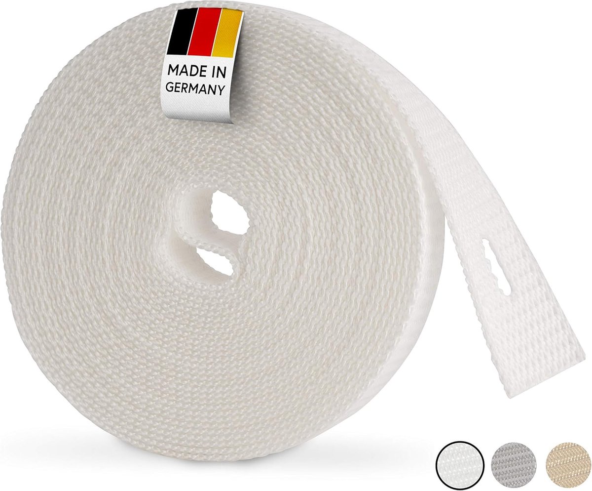 SnelShoppen - 6 m Roller Shutter Band 14 mm 23 mm - UV Bestendig en Scheurbestendig - Ideaal voor Rolluiken op Deuren en Ramen - Grijs Wit