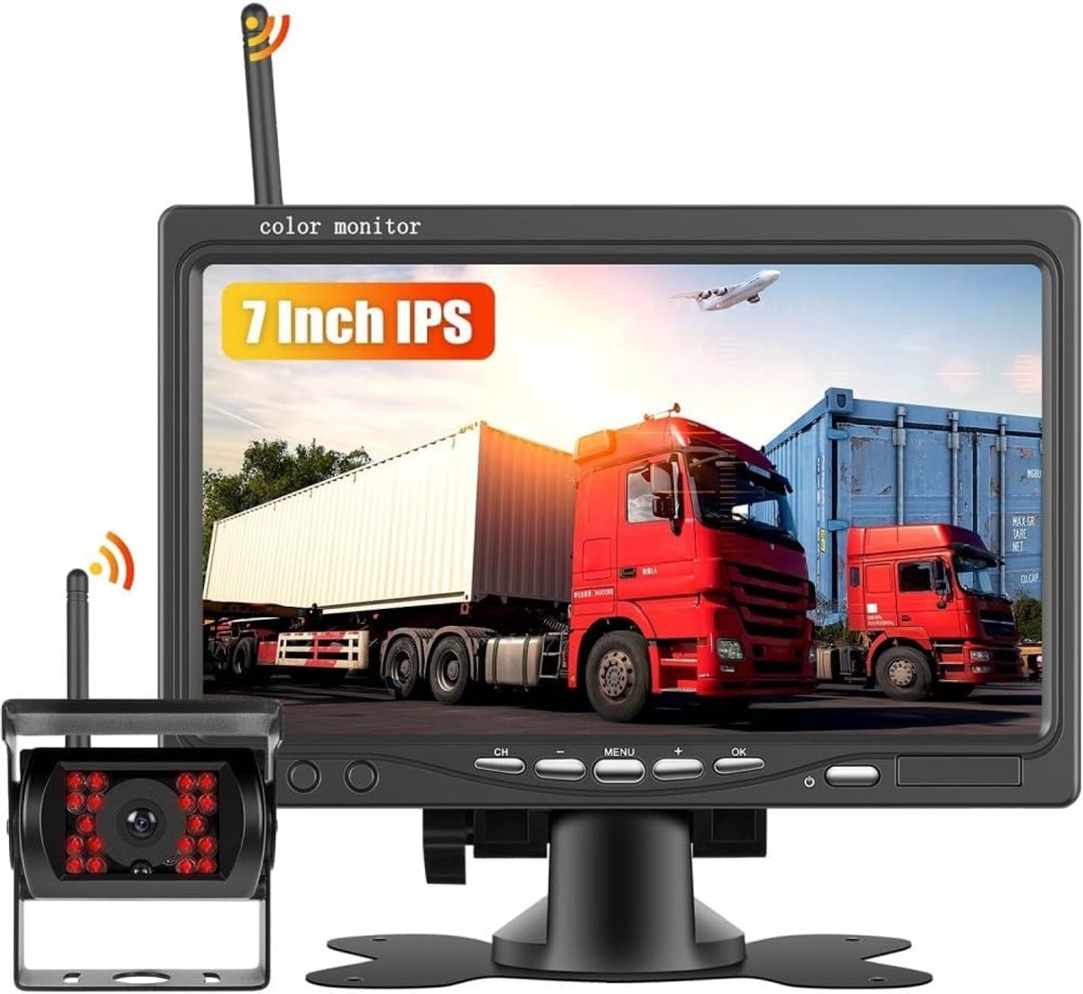 SnelShoppen - Achteruitrijcamera met 7 Inch HD Monitor, Breedhoek, Waterdicht, Nachzicht, Geschikt voor Auto, Truck, Pickup, SUV, Van, Motorhome