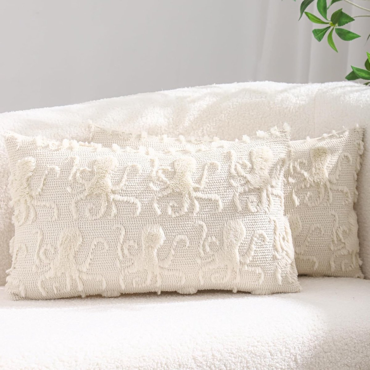 SnelShoppen - Set van 2 Zomer Kussenhoezen 30x50 cm Zacht Pluche Octopus Strand Kussenslopen voor Bank Thuis Tuin Decoratie