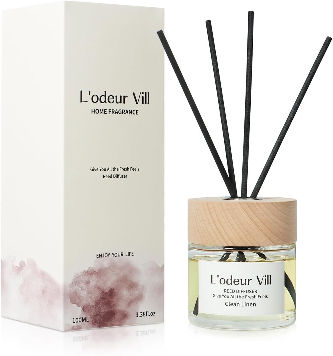 SnelShoppen - Geurstokjes Diffuser 100ml met 6 Stokken - Langdurige Geur voor Woonkamer, Slaapkamer, Badkamer, Kantoor - Perfect Cadeau (Linnen)