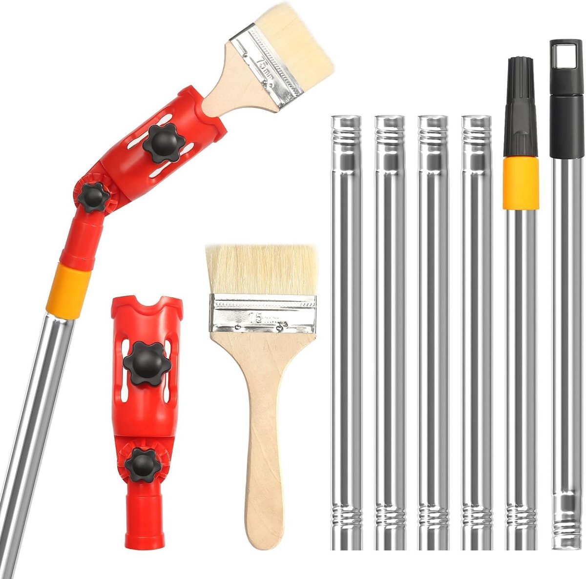 Thijox - Meerhoekige kwastenverlenging, 1,8M Multi Angle Paint Brush Extender, Intrekbare Verfroller Verlengstang voor Hoge Plafonds en Muren, Duurzaa