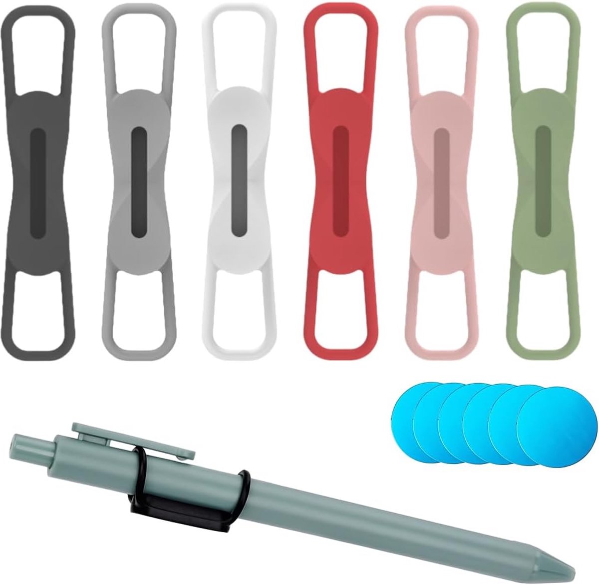 SnelShoppen - Set van 6 Magnetische Siliconen Pennenhouders voor Gelpennen en Droogwismarkers - Sterke Magnetische Bevestiging - Multi-Kleur - Ideaal
