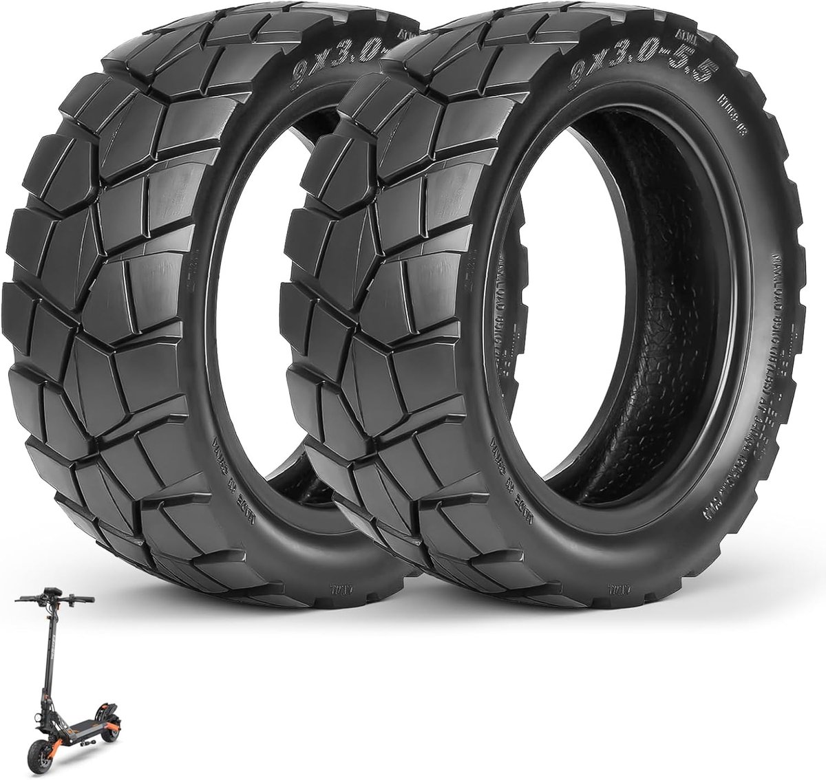 SnelShoppen - 9x3.0-5.5 Tubeless Banden voor Elektrische Scooter, Offroad Vacuüm Wielen, Slijtvast, Lekbestendig, 2 Pack voor Kukirin G2 Pro en Meer