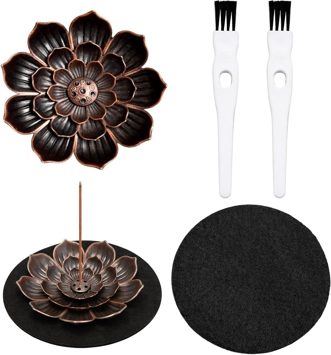 Set van 2 metalen wierookhouder met 6 gaten - Lotus design voor meditatie, yoga en decoratie