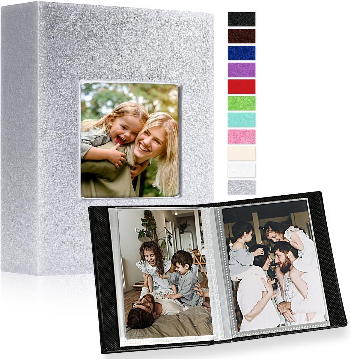 SnelShoppen - Mini Photo Album 10 x 15 cm, 2 Packs van 100 Foto's, Elegant Leer, Acid-Free, Dustproof, Voor Portretten en Speciale Gelegenheden